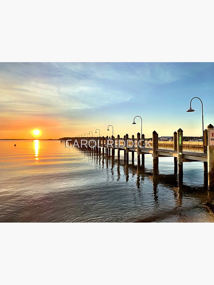 Rehoboth Beach Dock with Sunset by CarolRiddickArt