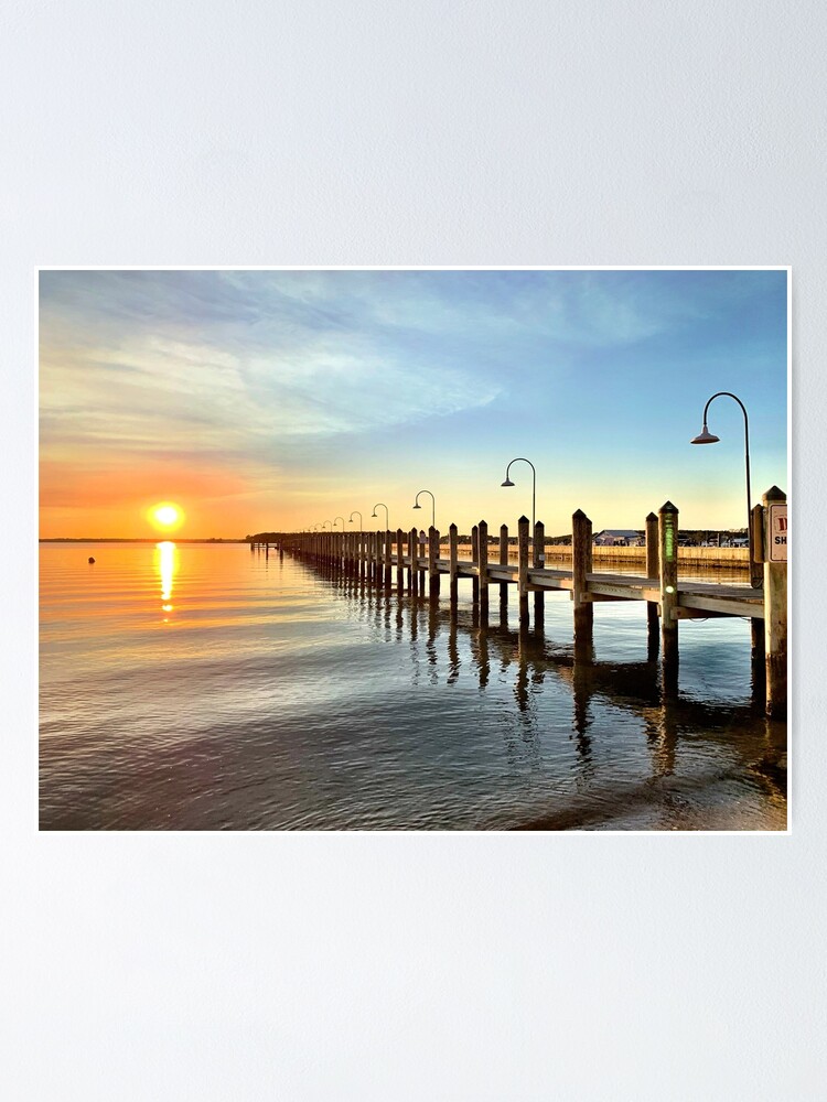Alternate view of Rehoboth Beach Dock with Sunset Poster