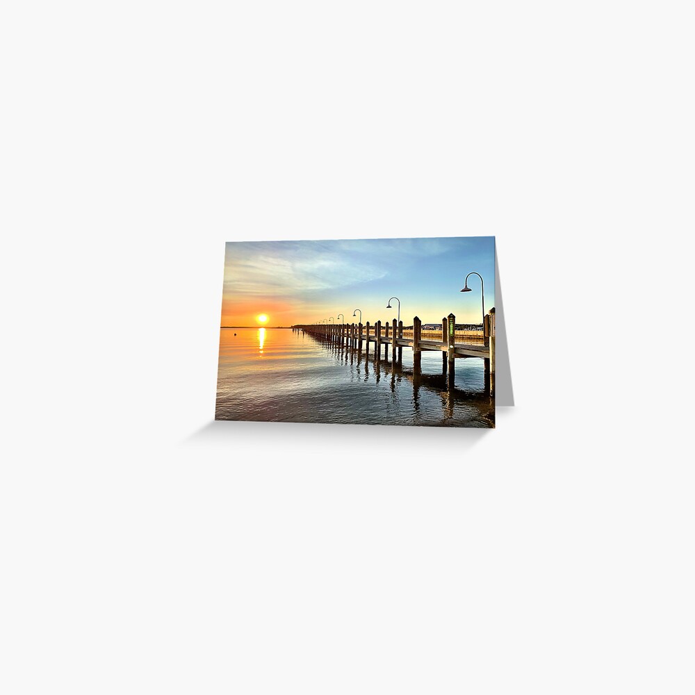 Rehoboth Beach Dock with Sunset Greeting Card