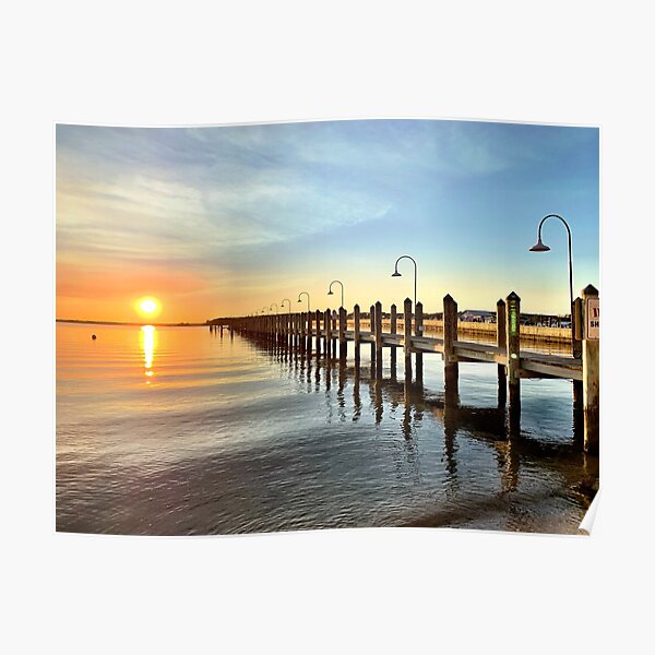 Rehoboth Beach Dock with Sunset Poster