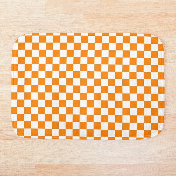 Orange/white end zone checkered pattern Bath Mat