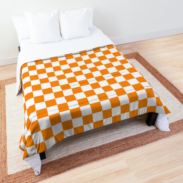 Orange/white end zone checkered pattern Comforter