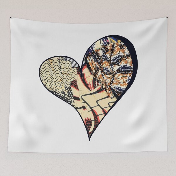Item preview, African Fabric Heart Collage Art [#24] designed and sold by AfriStyleUK.