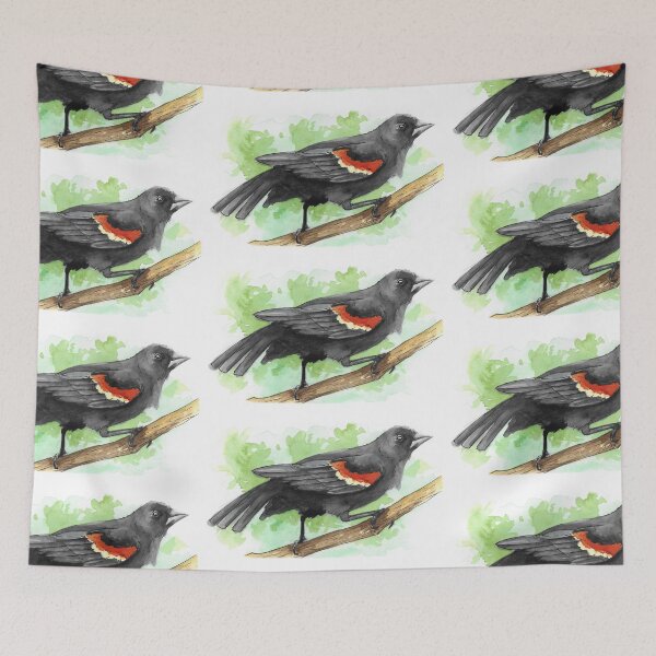 Item preview, Watercolor Red-Winged Blackbird designed and sold by BlackGoatPrints.