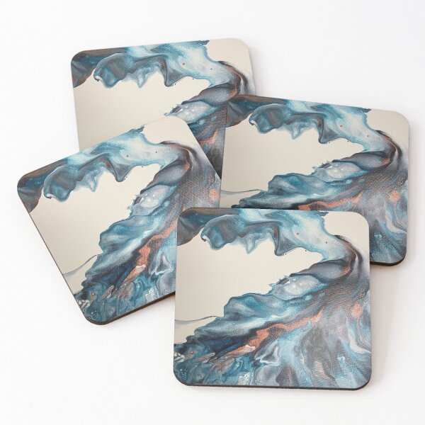 Item preview, Gorgeous Ocean Wave Inspired Blue and Copper Abstract Fluid Art  designed and sold by CrystalCoast.