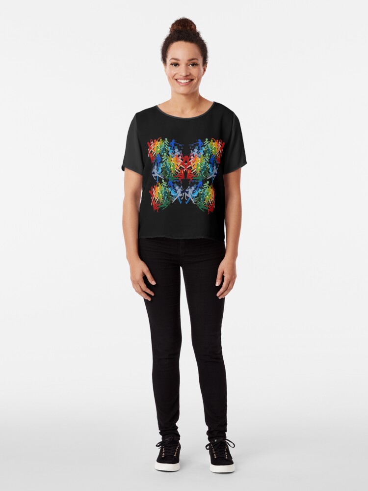 Alternate view of Rainbow pixie butterfly Chiffon Top