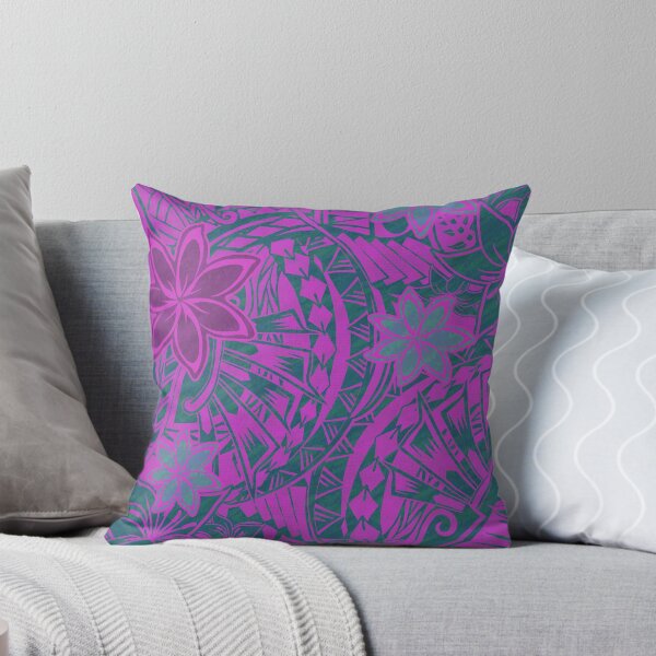 Item preview, Hawaiian - Samoan - Polynesian Teal And Rose Tribal Floral Print designed and sold by sunnthreads.