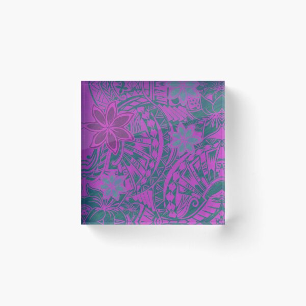 Item preview, Hawaiian - Samoan - Polynesian Teal And Rose Tribal Floral Print designed and sold by sunnthreads.