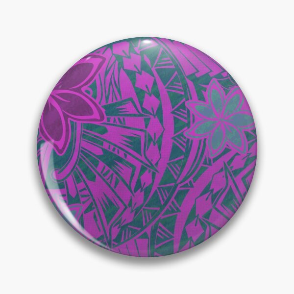 Item preview, Hawaiian - Samoan - Polynesian Teal And Rose Tribal Floral Print designed and sold by sunnthreads.