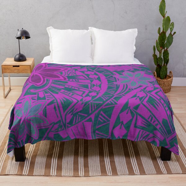 Item preview, Hawaiian - Samoan - Polynesian Teal And Rose Tribal Floral Print designed and sold by sunnthreads.
