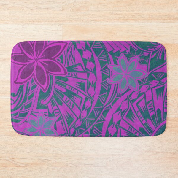 Item preview, Hawaiian - Samoan - Polynesian Teal And Rose Tribal Floral Print designed and sold by sunnthreads.
