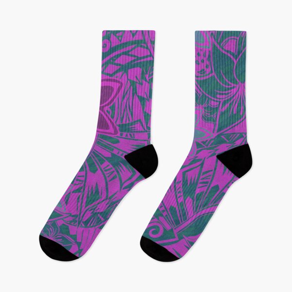 Item preview, Hawaiian - Samoan - Polynesian Teal And Rose Tribal Floral Print designed and sold by sunnthreads.