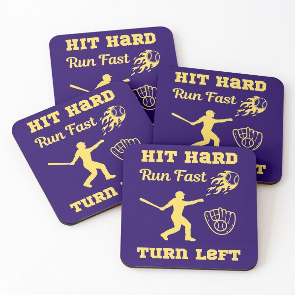 Item preview, Hit Hard Run Fast Turn Left Major League Baseball designed and sold by WoodburyLake.