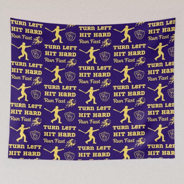 Item preview, Hit Hard Run Fast Turn Left Major League Baseball   designed and sold by WoodburyLake.