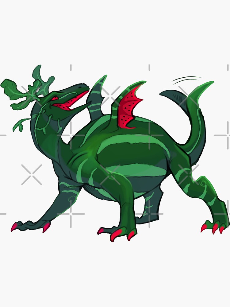 Thumbnail 3 of 3, Sticker, Watermelon Dragon designed and sold by LeundraArt.