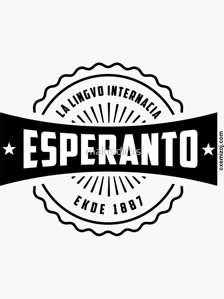 Thumbnail 3 of 3, Sticker, Esperanto, La Lingvo Internacia, Ekde 1887 - Nigra designed and sold by makisdiras.