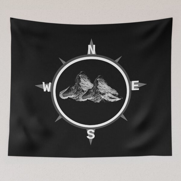 Item preview, Compass design with mountains, nature fan clothes, compass pattern designed and sold by Kirei-Lily.