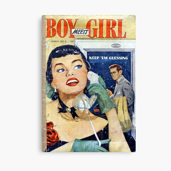 Item preview, Vintage Romance Comic Book Cover - Boy Meets Girl designed and sold by Unhinged Heather.