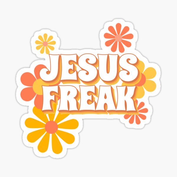 Vista previa del artículo con la obra «Jesús Freak-Retro Jesús-Flower Power-Renacimiento Jesús Revolución», diseñado y vendido por GlorifyGodShop.