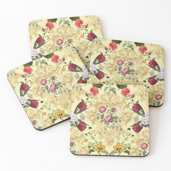 Item preview, Floral Rococo No. 2 pale yellow designed and sold by Emma Kunz.