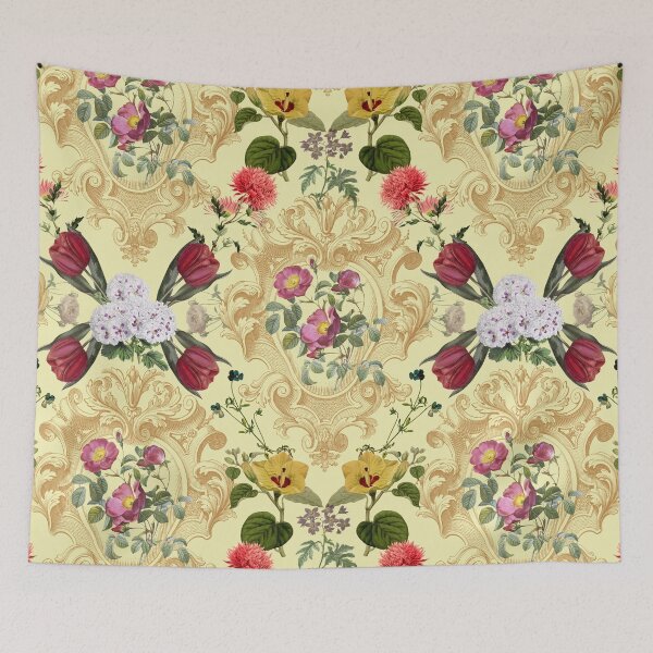 Item preview, Floral Rococo No. 2 pale yellow designed and sold by Emma Kunz.
