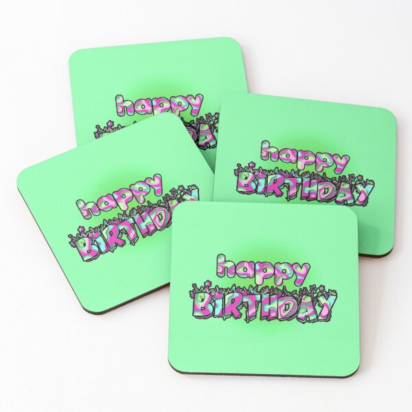 Item preview, Colorful typography with happy birthday motif. Striking green background designed and sold by JohannaWallace.