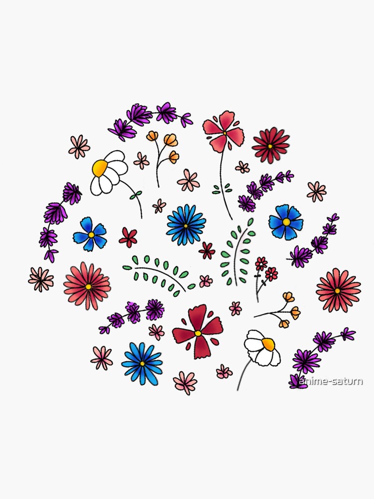 Colorful Flowers Sticker for Sale by anime-saturn