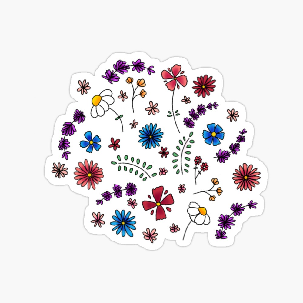 Colorful Flowers Sticker for Sale by anime-saturn
