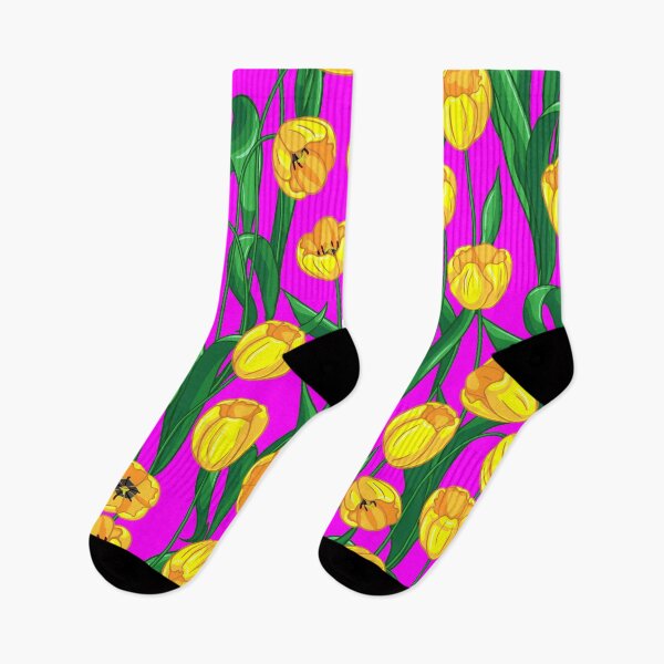 Item preview, Seamless pattern of yellow tulips and, spring illustration in realistic style on a pink background designed and sold by mashmosh.