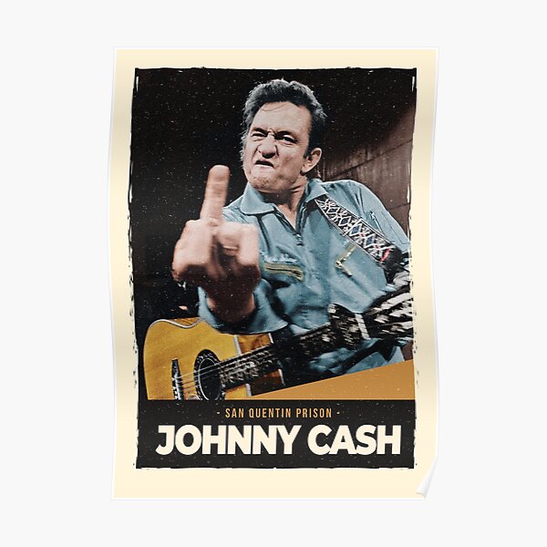 Johnny Cash Mittelfinger farbiges Gefängnis Johnny Cash Poster