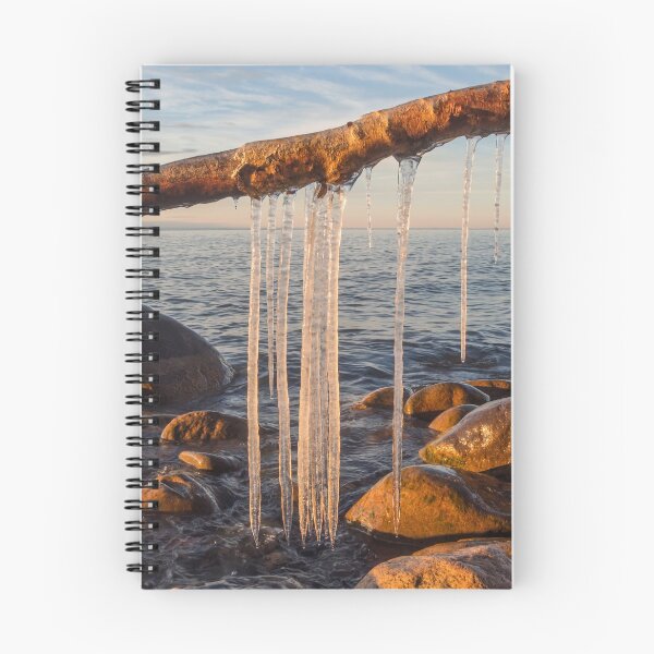 Item preview, Golden Hour Light on Icicles Forming on Lake Superior Shoreline designed and sold by Sam Wagner.