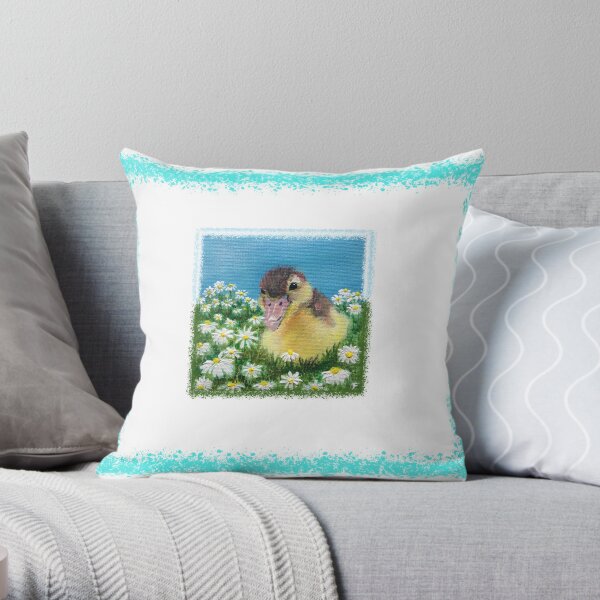 Cyan Print of Original Acrylic Painting Throw Pillow