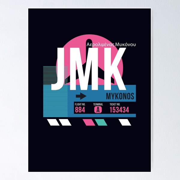 Item preview, Mykonos, Greece (JMK) Airport Code Baggage Tag designed and sold by SLAG-Creative.
