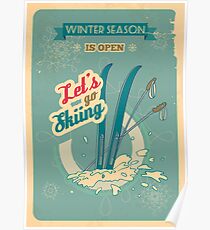 Let's go Skiing retro poster Poster