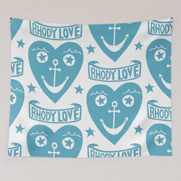 Item preview, Rhody Love in Blue - original linocut design and print designed and sold by PixelPalmer.