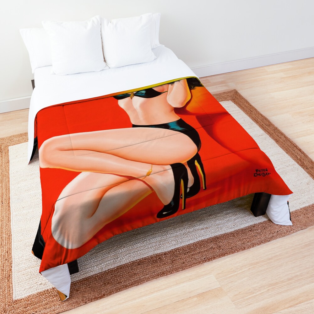 Too Hot To Touch by Peter Driben Pin-Up Girl Vintage Artwork Comforter