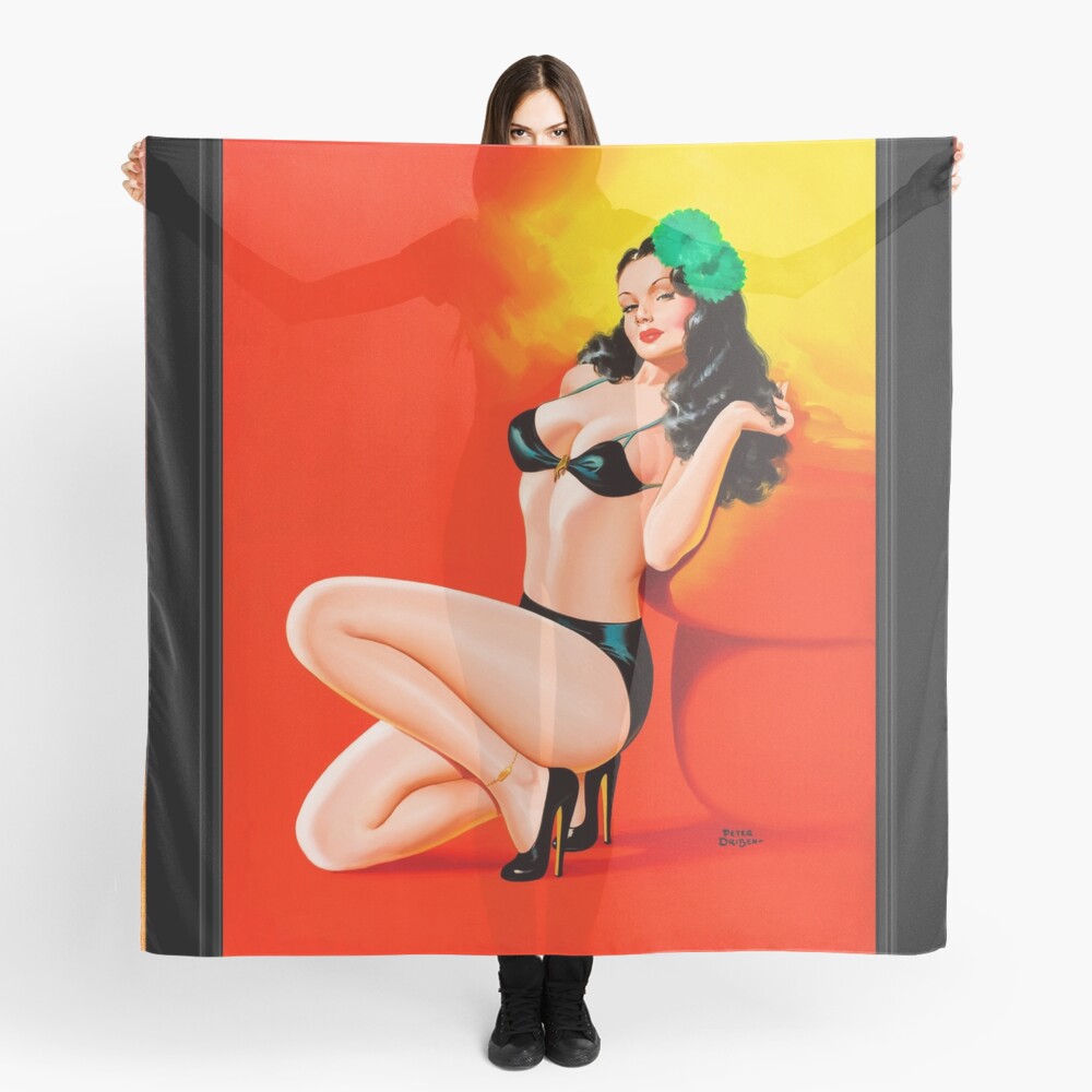 Too Hot To Touch by Peter Driben Pin-Up Girl Vintage Artwork Ladies Scarf