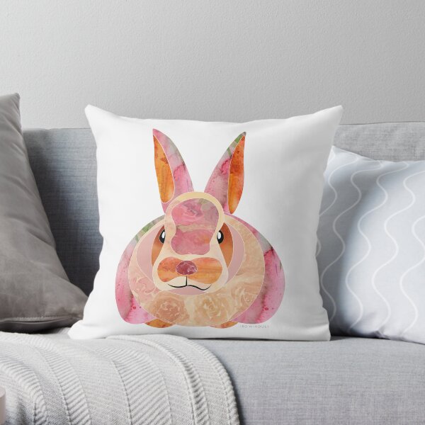 Cute Pink Bunny Throw Pillow