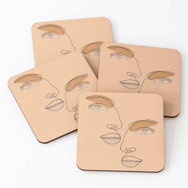 Item preview, Mirrored Face One Line Drawing With Warm Colored Background designed and sold by NaomiBalog.