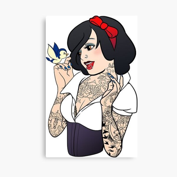 Aperçu de l'œuvre Blanche-Neige, princesse alternative avec des tatouages, hipster créée et vendue par NatiiHerre.