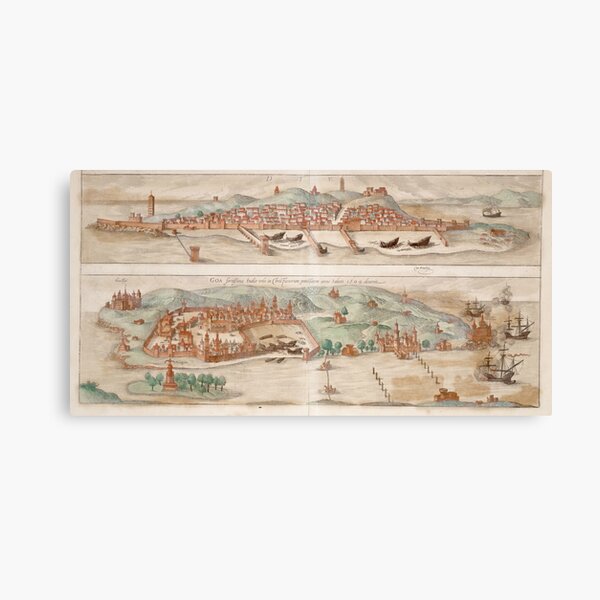 Goa City Map, 1572 Canvas Print
