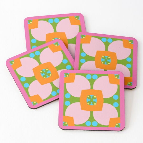 Item preview, Abstract Pink Petal Flower Pattern with Dots and Squares  designed and sold by Sendreka.