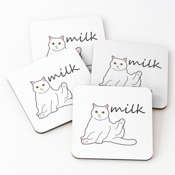 Item preview, white cat design. hi milk. designed and sold by dadamda.