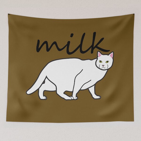 Item preview, white cat design. walking milk. designed and sold by dadamda.