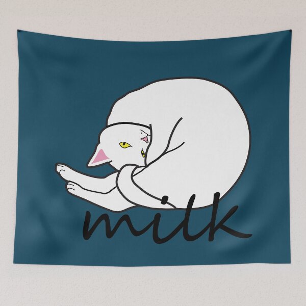Item preview, white cat design. cute milk. designed and sold by dadamda.