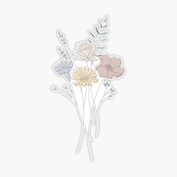 Floral Bunch Minimalist Illustration (1) Sticker for Sale by Papaink