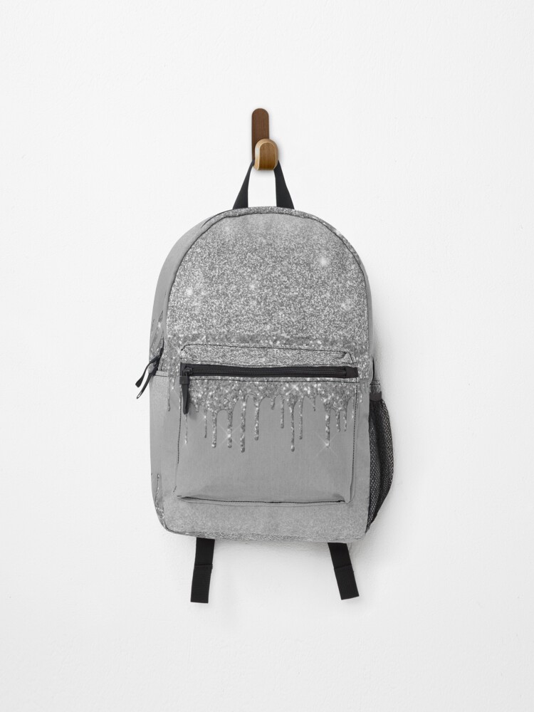 Silver Metallic Sparkly Glitter Backpack by PodArtist
