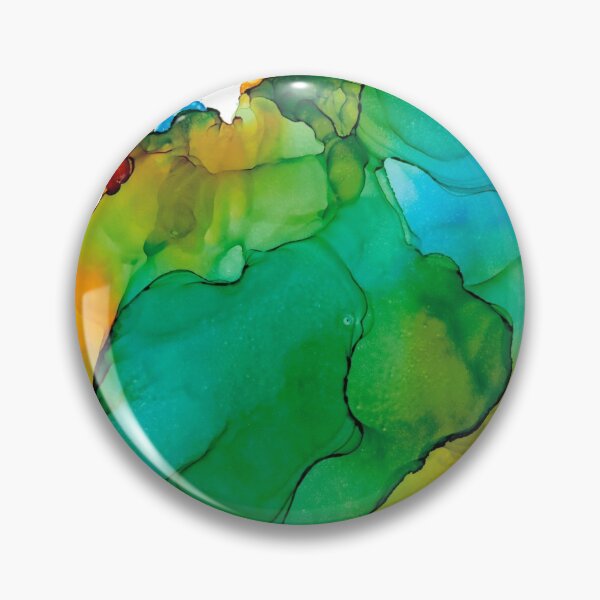 Item preview, Blue Green Yellow Abstract 4121 Modern Alcohol Ink Painting by Herzart designed and sold by herzart.