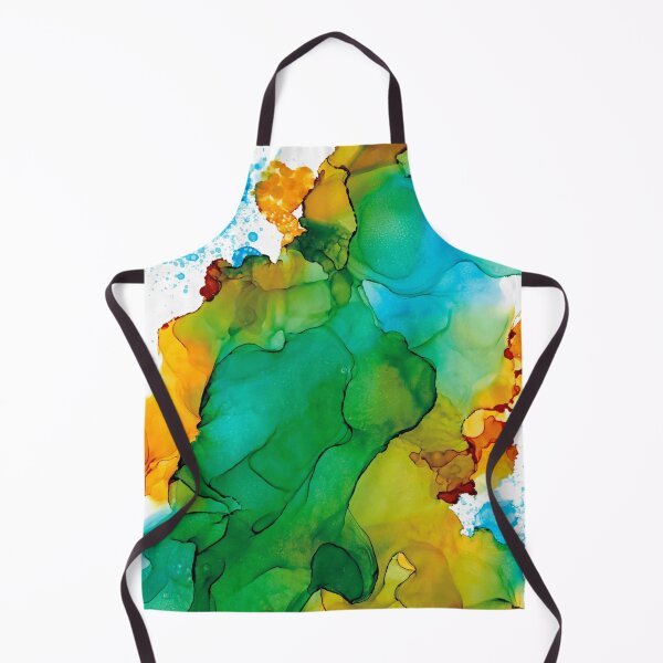 Item preview, Blue Green Yellow Abstract 4121 Modern Alcohol Ink Painting by Herzart designed and sold by herzart.