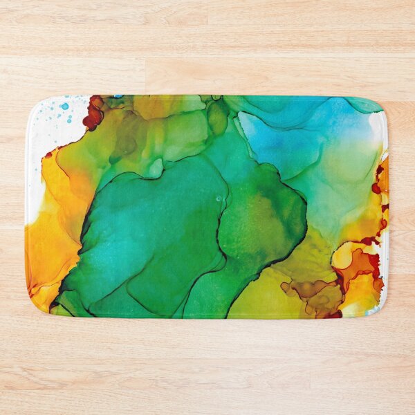 Item preview, Blue Green Yellow Abstract 4121 Modern Alcohol Ink Painting by Herzart designed and sold by herzart.